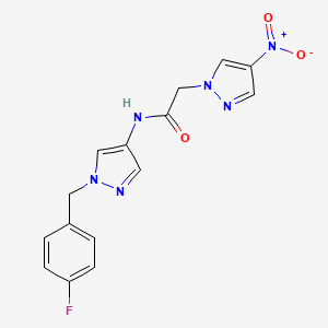 molecular formula C15H13FN6O3 B4232468 N-[1-(4-fluorobenzyl)-1H-pyrazol-4-yl]-2-(4-nitro-1H-pyrazol-1-yl)acetamide 
