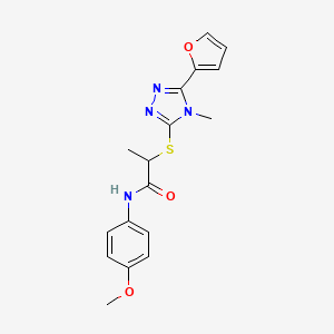 molecular formula C17H18N4O3S B4232477 2-{[5-(2-furyl)-4-methyl-4H-1,2,4-triazol-3-yl]thio}-N-(4-methoxyphenyl)propanamide 