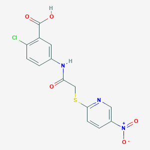 molecular formula C14H10ClN3O5S B4232502 2-chloro-5-({[(5-nitro-2-pyridinyl)thio]acetyl}amino)benzoic acid 