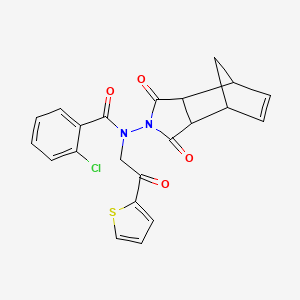 molecular formula C22H17ClN2O4S B4232526 2-chloro-N-(3,5-dioxo-4-azatricyclo[5.2.1.0~2,6~]dec-8-en-4-yl)-N-[2-oxo-2-(2-thienyl)ethyl]benzamide 