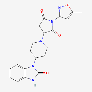 molecular formula C20H21N5O4 B4232543 1-(5-methyl-3-isoxazolyl)-3-[4-(2-oxo-2,3-dihydro-1H-benzimidazol-1-yl)-1-piperidinyl]-2,5-pyrrolidinedione 