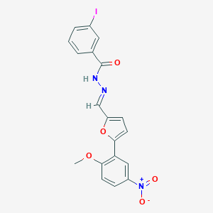 molecular formula C19H14IN3O5 B423255 N'-[(5-{5-nitro-2-methoxyphenyl}-2-furyl)methylene]-3-iodobenzohydrazide 