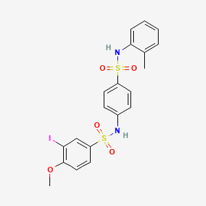 molecular formula C20H19IN2O5S2 B4232559 3-iodo-4-methoxy-N-(4-{[(2-methylphenyl)amino]sulfonyl}phenyl)benzenesulfonamide 