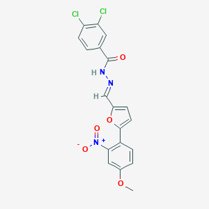 molecular formula C19H13Cl2N3O5 B423257 3,4-dichloro-N'-[(5-{2-nitro-4-methoxyphenyl}-2-furyl)methylene]benzohydrazide 