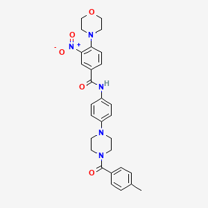 molecular formula C29H31N5O5 B4232579 N-{4-[4-(4-methylbenzoyl)-1-piperazinyl]phenyl}-4-(4-morpholinyl)-3-nitrobenzamide 