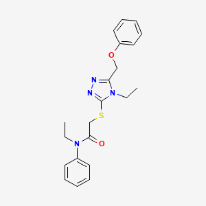 molecular formula C21H24N4O2S B4232587 N-ethyl-2-{[4-ethyl-5-(phenoxymethyl)-4H-1,2,4-triazol-3-yl]thio}-N-phenylacetamide 