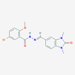 molecular formula C18H17BrN4O3 B423260 5-bromo-N'-[(1,3-dimethyl-2-oxo-2,3-dihydro-1H-benzimidazol-5-yl)methylene]-2-methoxybenzohydrazide 