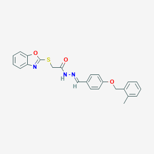 molecular formula C24H21N3O3S B423261 2-(1,3-benzoxazol-2-ylsulfanyl)-N'-{4-[(2-methylbenzyl)oxy]benzylidene}acetohydrazide 