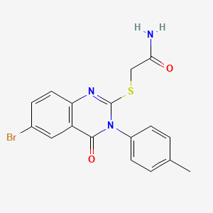 molecular formula C17H14BrN3O2S B4232627 2-{[6-bromo-3-(4-methylphenyl)-4-oxo-3,4-dihydro-2-quinazolinyl]thio}acetamide 