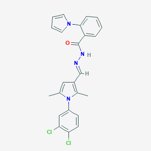 molecular formula C24H20Cl2N4O B423263 N'-{[1-(3,4-dichlorophenyl)-2,5-dimethyl-1H-pyrrol-3-yl]methylene}-2-(1H-pyrrol-1-yl)benzohydrazide 
