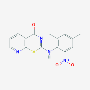 molecular formula C15H12N4O3S B4232634 2-[(2,4-dimethyl-6-nitrophenyl)amino]-4H-pyrido[3,2-e][1,3]thiazin-4-one 