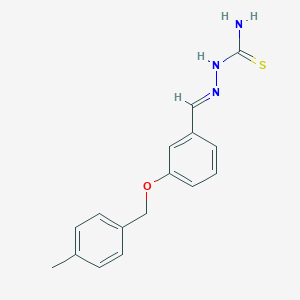 molecular formula C16H17N3OS B423264 (2E)-2-{3-[(4-methylbenzyl)oxy]benzylidene}hydrazinecarbothioamide 