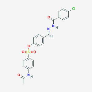 molecular formula C22H18ClN3O5S B423265 4-[2-(4-Chlorobenzoyl)carbohydrazonoyl]phenyl 4-(acetylamino)benzenesulfonate 