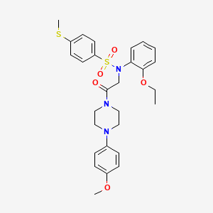 molecular formula C28H33N3O5S2 B4232654 N-(2-ethoxyphenyl)-N-{2-[4-(4-methoxyphenyl)-1-piperazinyl]-2-oxoethyl}-4-(methylthio)benzenesulfonamide 