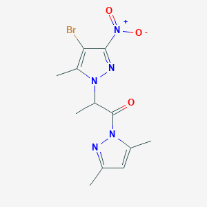 molecular formula C12H14BrN5O3 B4232655 4-bromo-1-[2-(3,5-dimethyl-1H-pyrazol-1-yl)-1-methyl-2-oxoethyl]-5-methyl-3-nitro-1H-pyrazole 