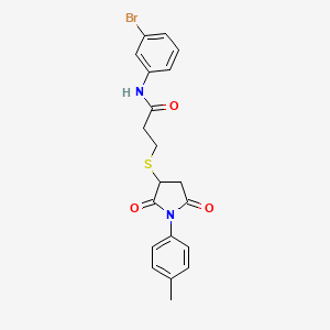 molecular formula C20H19BrN2O3S B4232657 N-(3-bromophenyl)-3-{[1-(4-methylphenyl)-2,5-dioxo-3-pyrrolidinyl]thio}propanamide 