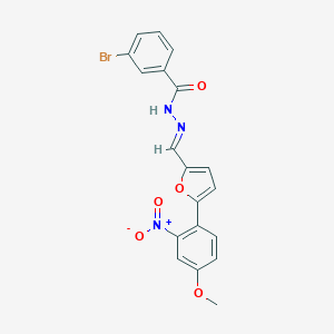 molecular formula C19H14BrN3O5 B423268 3-bromo-N'-[(5-{2-nitro-4-methoxyphenyl}-2-furyl)methylene]benzohydrazide 