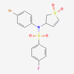 molecular formula C16H13BrFNO4S2 B4232696 N-(4-bromophenyl)-N-(1,1-dioxido-2,3-dihydro-3-thienyl)-4-fluorobenzenesulfonamide 