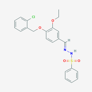 molecular formula C22H21ClN2O4S B423271 N'-{4-[(2-chlorobenzyl)oxy]-3-ethoxybenzylidene}benzenesulfonohydrazide 