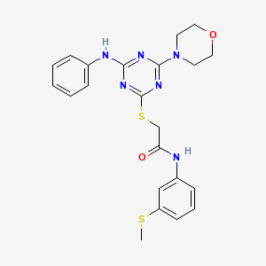 molecular formula C22H24N6O2S2 B4232720 2-{[4-anilino-6-(4-morpholinyl)-1,3,5-triazin-2-yl]thio}-N-[3-(methylthio)phenyl]acetamide 