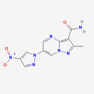 molecular formula C11H9N7O3 B4232721 2-methyl-6-(4-nitro-1H-pyrazol-1-yl)pyrazolo[1,5-a]pyrimidine-3-carboxamide 
