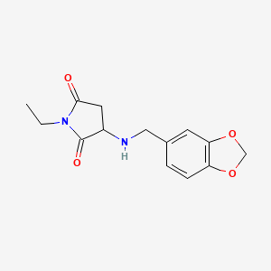 molecular formula C14H16N2O4 B4232723 3-[(1,3-benzodioxol-5-ylmethyl)amino]-1-ethyl-2,5-pyrrolidinedione 