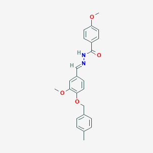 molecular formula C24H24N2O4 B423273 4-methoxy-N'-{3-methoxy-4-[(4-methylbenzyl)oxy]benzylidene}benzohydrazide 