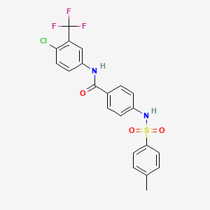 molecular formula C21H16ClF3N2O3S B4232738 N-[4-chloro-3-(trifluoromethyl)phenyl]-4-{[(4-methylphenyl)sulfonyl]amino}benzamide 
