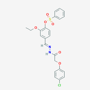 4-{2-[(4-Chlorophenoxy)acetyl]carbohydrazonoyl}-2-ethoxyphenyl benzenesulfonate