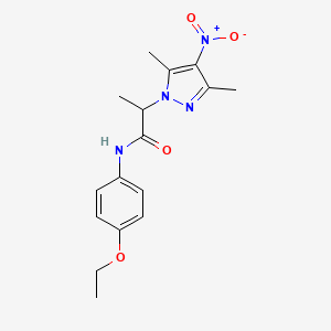 molecular formula C16H20N4O4 B4232746 2-(3,5-dimethyl-4-nitro-1H-pyrazol-1-yl)-N-(4-ethoxyphenyl)propanamide 