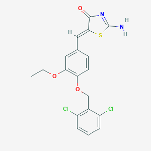 molecular formula C19H16Cl2N2O3S B423276 5-{4-[(2,6-Dichlorobenzyl)oxy]-3-ethoxybenzylidene}-2-imino-1,3-thiazolidin-4-one 