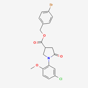 molecular formula C19H17BrClNO4 B4232762 4-bromobenzyl 1-(5-chloro-2-methoxyphenyl)-5-oxo-3-pyrrolidinecarboxylate 