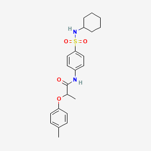 molecular formula C22H28N2O4S B4232765 N-{4-[(cyclohexylamino)sulfonyl]phenyl}-2-(4-methylphenoxy)propanamide 