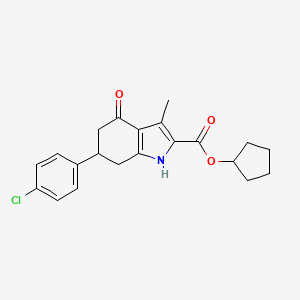 molecular formula C21H22ClNO3 B4232772 cyclopentyl 6-(4-chlorophenyl)-3-methyl-4-oxo-4,5,6,7-tetrahydro-1H-indole-2-carboxylate CAS No. 838818-27-2