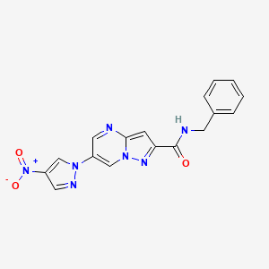 molecular formula C17H13N7O3 B4232802 N-benzyl-6-(4-nitro-1H-pyrazol-1-yl)pyrazolo[1,5-a]pyrimidine-2-carboxamide 