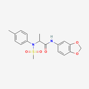 molecular formula C18H20N2O5S B4232827 N~1~-1,3-benzodioxol-5-yl-N~2~-(4-methylphenyl)-N~2~-(methylsulfonyl)alaninamide 