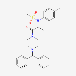 molecular formula C28H33N3O3S B4232849 N-{2-[4-(diphenylmethyl)-1-piperazinyl]-1-methyl-2-oxoethyl}-N-(4-methylphenyl)methanesulfonamide 
