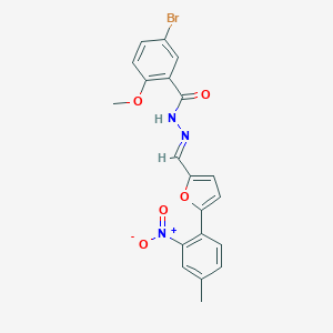 molecular formula C20H16BrN3O5 B423288 5-bromo-N'-[(5-{2-nitro-4-methylphenyl}-2-furyl)methylene]-2-methoxybenzohydrazide 