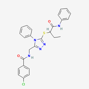 molecular formula C26H24ClN5O2S B4232880 N-[(5-{[1-(anilinocarbonyl)propyl]thio}-4-phenyl-4H-1,2,4-triazol-3-yl)methyl]-4-chlorobenzamide 