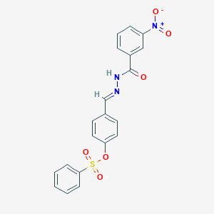 molecular formula C20H15N3O6S B423289 4-[(E)-{2-[(3-nitrophenyl)carbonyl]hydrazinylidene}methyl]phenyl benzenesulfonate 