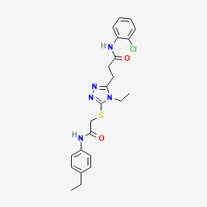 molecular formula C23H26ClN5O2S B4232898 N-(2-chlorophenyl)-3-[4-ethyl-5-({2-[(4-ethylphenyl)amino]-2-oxoethyl}thio)-4H-1,2,4-triazol-3-yl]propanamide 