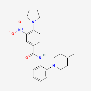 molecular formula C23H28N4O3 B4232900 N-[2-(4-methyl-1-piperidinyl)phenyl]-3-nitro-4-(1-pyrrolidinyl)benzamide 