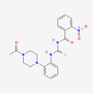 molecular formula C20H21N5O4S B4232908 N-({[2-(4-acetyl-1-piperazinyl)phenyl]amino}carbonothioyl)-2-nitrobenzamide 