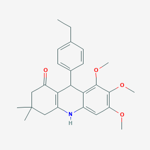 molecular formula C26H31NO4 B4232909 9-(4-ethylphenyl)-6,7,8-trimethoxy-3,3-dimethyl-3,4,9,10-tetrahydro-1(2H)-acridinone 