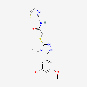 molecular formula C17H19N5O3S2 B4232912 2-{[5-(3,5-dimethoxyphenyl)-4-ethyl-4H-1,2,4-triazol-3-yl]thio}-N-1,3-thiazol-2-ylacetamide 