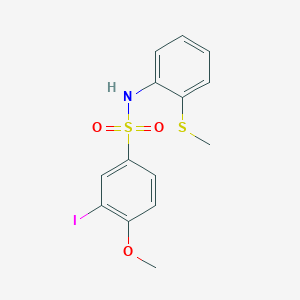 molecular formula C14H14INO3S2 B4232922 3-iodo-4-methoxy-N-[2-(methylthio)phenyl]benzenesulfonamide 