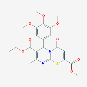 molecular formula C22H24N2O8S B4232927 7-ethyl 2-methyl 8-methyl-4-oxo-6-(3,4,5-trimethoxyphenyl)-4H,6H-pyrimido[2,1-b][1,3]thiazine-2,7-dicarboxylate 