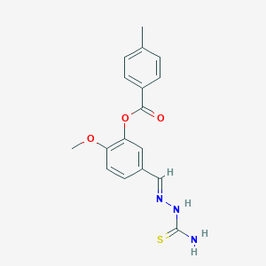 molecular formula C17H17N3O3S B423294 5-[(E)-(2-carbamothioylhydrazinylidene)methyl]-2-methoxyphenyl 4-methylbenzoate 