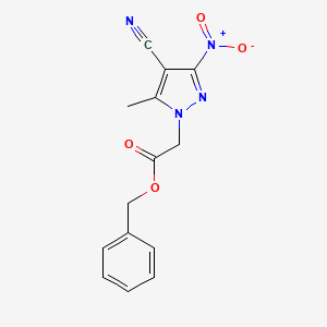 molecular formula C14H12N4O4 B4232957 benzyl (4-cyano-5-methyl-3-nitro-1H-pyrazol-1-yl)acetate 