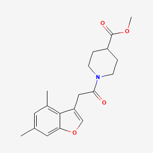 molecular formula C19H23NO4 B4232980 methyl 1-[(4,6-dimethyl-1-benzofuran-3-yl)acetyl]-4-piperidinecarboxylate 